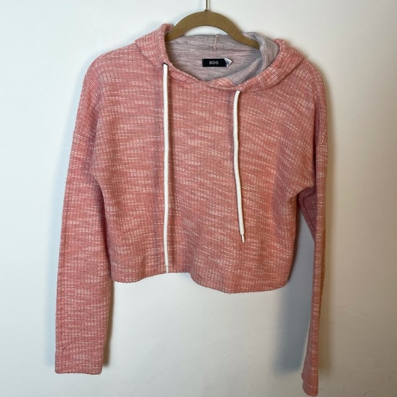 BDG Tops - BDG Pink & White Cropped Hoodie Size XS